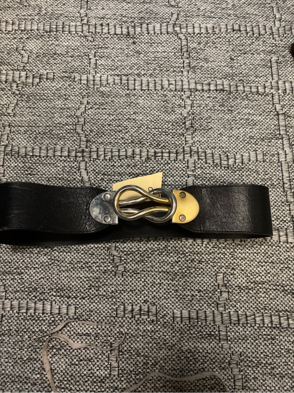 Cactus Black Leather Women's Waist Belt with Gold & Silver Infinity Buckle
